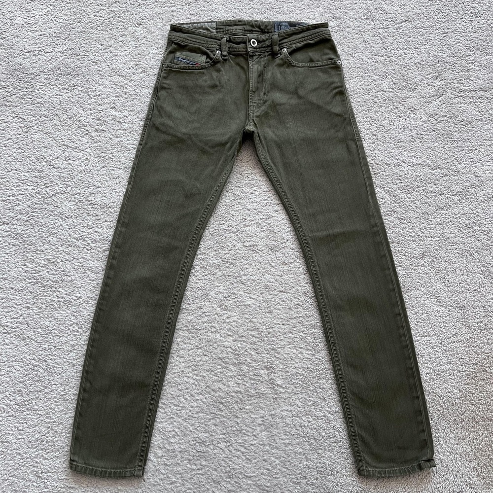 Diesel Thommer Jeans Mens 27x28 Green Slim Skinny Stretch Denim Pants Zip Fly